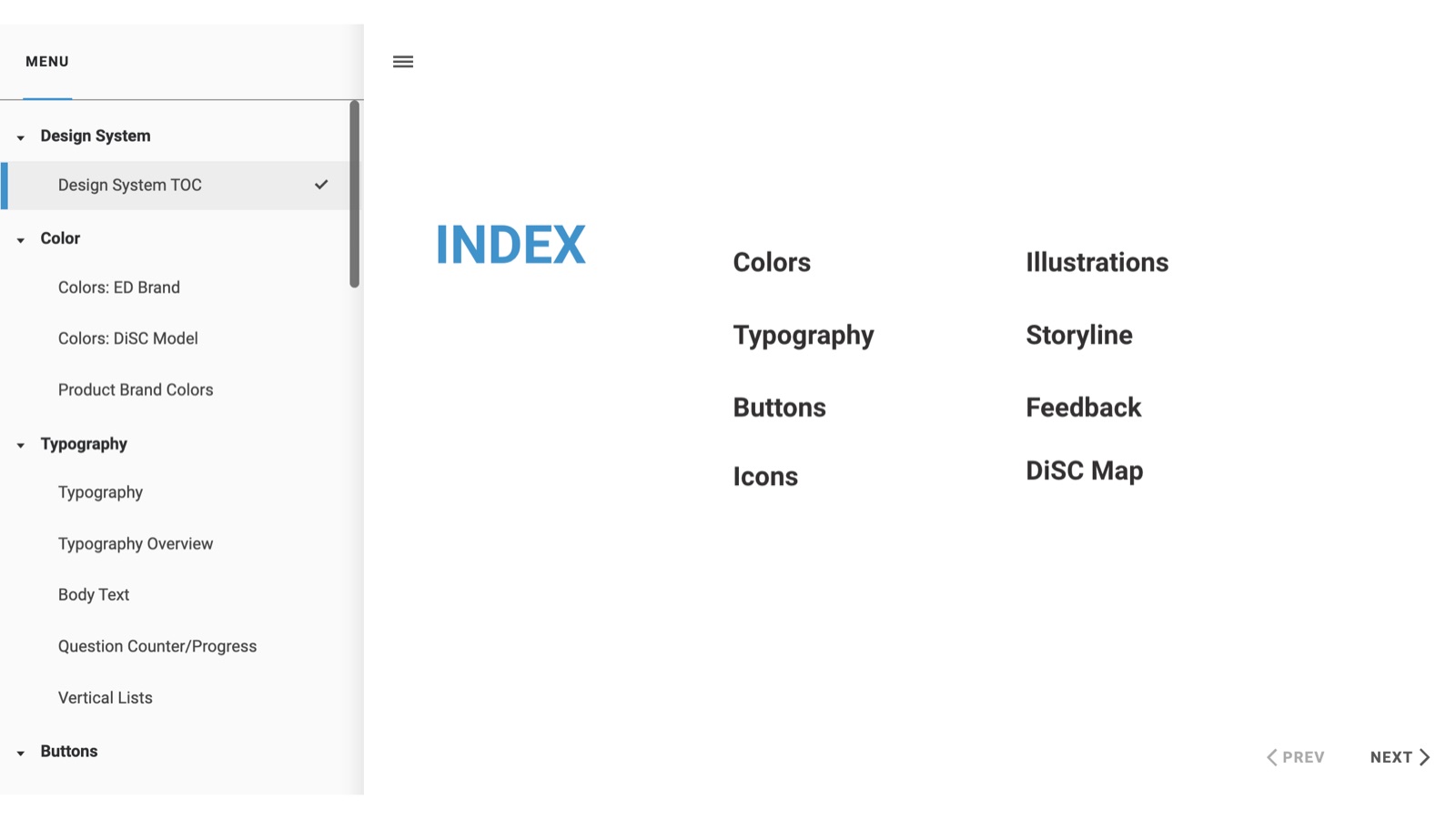 Design system index